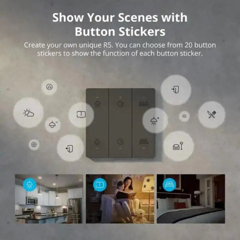 SONOFF SwitchMan R5 Wireless WiFi Scene Controller 6-Key Wall Switch EWeLink-Remote Control Smart Home With Alexa Google Home