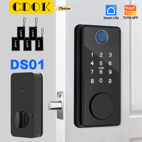 SmarDeer Electronic Door Lock Tuya Bluetooth Lock with Deadbolt Fingerprint Lock Keyless Entry