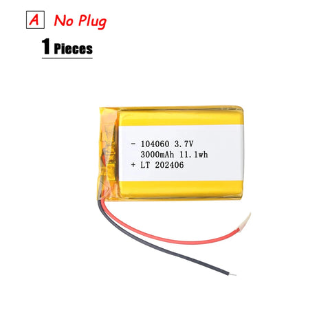 104060 3000mAh 3.7V Polymer Lithium Battery For Humidifiers Gps Navigation Devices Smart Wearable Locator Bluetooth Speaker