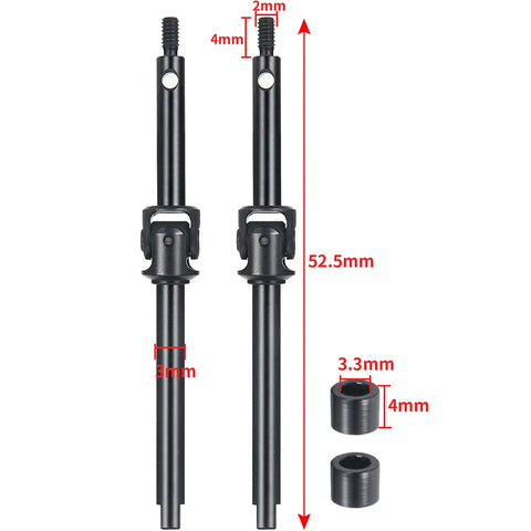 YEAHRUN 2Pcs Steel Lengthen Front CVD Shaft Drive for Axial SCX24 Deadbolt C10 Gladiator Bronco Wrangler 1/24 RC Car Model