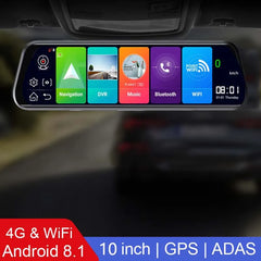 10 Inch Android 8.1 ADAS DashCam 4G 2+32GB GPS Car DVR Stream Rear mirror Camera Car Video Recorder Camera Remote monitor