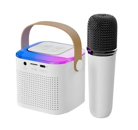 VIKEFON Mini Karaoke Machine LED Portable Bluetooth Speaker Suitable For Birthday Family Parties For Girls And Boys Microphone