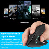 2.4G Rechargeable Wireless Bluetooth Mouse 1600 DPI 6 Buttons Silent Button Ergonomic Vertical Mouse Gaming Mouse for Laptop PC