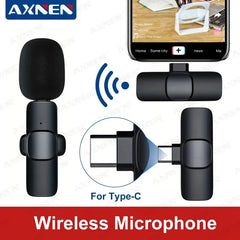 Type C Wireless Lavalier Microphone, Portable Audio Video Recording Mini Mic for Android Typec Live Broadcast Gaming Interview