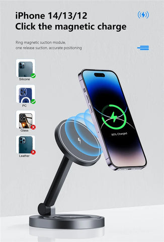 3 In 1 Foldable Wireless Charger Stand Pad Fast Magnetic Charging Station Dock for iPhone 15 14 13 12 Pro Max Mini Airpods 3/2