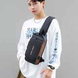 Password Lock Anti-theft Men's Bag Men's Chest Bag Casual Sports Small Backpack Shoulder Crossbody Bag Motorcycle Bag Trendy