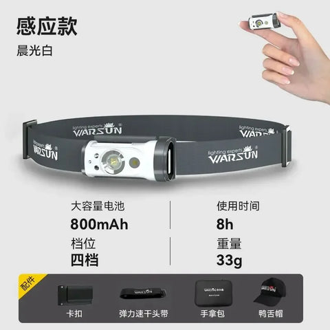 Xiaomi LED Sensor Hat Clip Lamp Waterproof Head Light Rechargeable Fishing Searching Outdoor Camp Head Flashlight Zoom Lantern