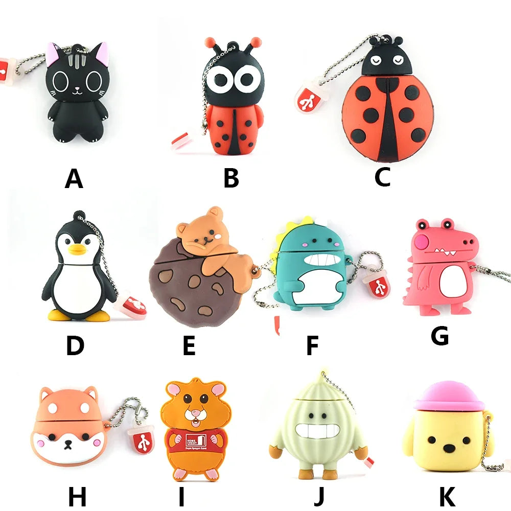 USB flash drive pendrive 128GB  4GB 8GB 16GB 32GB 64GB cute animal  cartoon Cat  penguin biscuit Dinosaur pen drive memory stick