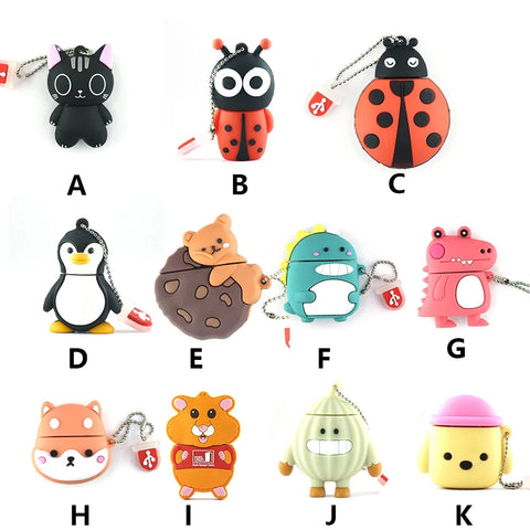 USB flash drive pendrive 128GB  4GB 8GB 16GB 32GB 64GB cute animal  cartoon Cat  penguin biscuit Dinosaur pen drive memory stick