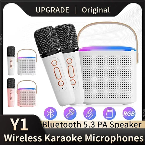 VIKEFON Mini Karaoke Machine LED Portable Bluetooth Speaker Suitable For Birthday Family Parties For Girls And Boys Microphone