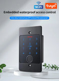 Tuya Wifi Standalone Fingerprint Access Control Keypad Metal Waterproof Backlight Embedded installation Opener Reader+M70 box