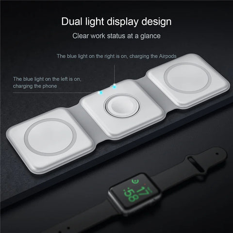 100W 3 in 1 foldable Wireless Charger Pad Stand for iPhone 15 14 13 12Pro Max Airpods iWatch Fast Wireless Charging Dock Station