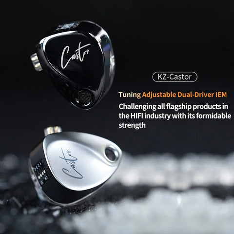 NEW KZ Castor In Ear HiFi Earphone 2DD Dynamic High-end Tunable balanced armature Earphones Monitor Headphone Cancelling Earbuds