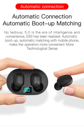 E6S TWS Wireless Headphones Bluetooth Earphone 5.0 Stereo Headset Earbuds with Microphone for Iphone Xiaomi