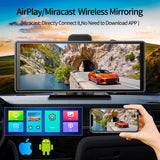 10.26" 4K Dash Cam ADAS Wireless Carplay & Android Auto Car DVR 5G WiFi GPS Navigation Rearview Camera Dashboard Video Recorder