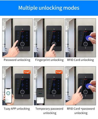 Tuya Wifi Standalone Fingerprint Access Control Keypad Metal Waterproof Backlight Embedded installation Opener Reader+M70 box