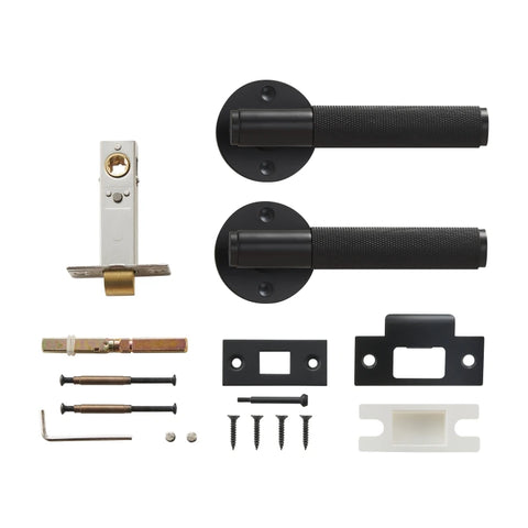 Dooroom Brass Door Lever Set Knurled Privacy Passage Dummy Thumbturn Lock Handle Set Knurled Hardware