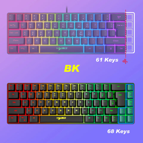 68 Keys Gaming Keyboard USB Wired Portable 20 RGB Backlight Keyboard for Windows Laptops Computer