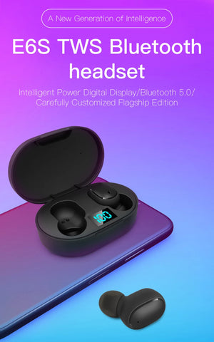 E6S TWS Wireless Headphones Bluetooth Earphone 5.0 Stereo Headset Earbuds with Microphone for Iphone Xiaomi