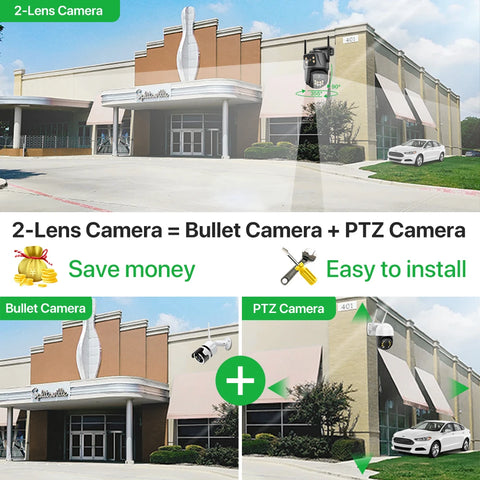 External Wifi PTZ Camera Dual Lens 4K 8MP HD Outdoor IP Camera 4MP Auto Tracking Security Protection CCTV Surveillance iCsee P2P