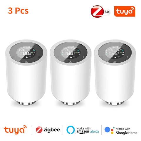 Tuya ZigBee 3.0 TRV Thermostat Smart Radiator Actuator Valve Automatic Programmable Temperature Controller for Alexa Google Home