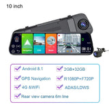 4G 10" Car Rear View Mirror Android HD 1080P Video Recorder Dash cam Dual Lens Auto Registrar dashboard camera Car DVR GPS ADAS