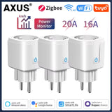 Tuya WiFi/Zigbee Smart Plug 16A/20A EU Smart Socket With Power Monitoring Timing Function Work With Alexa GoogleHome