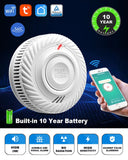 Built-in 10 Year Battery Smoke Detector WiFi Function Tuya Smart Home Parlor Child Room Kitchen Shop Fire Sound Alarm Sensor