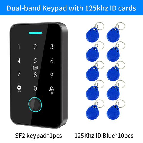 Dual RFID 125Khz+13.56MHz NFC Tuya Outdoor Fingerprint Access Control Keypad IP67 Waterproof Biometrics Door Opener with Gateway