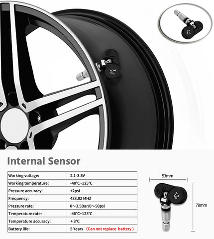 E-ACE Solar Power TPMS Car Tire Pressure Alarm Monitor System Auto Security Alarm Systems Tyre Pressure Temperature Warning