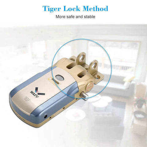 Wafu 019 Remote Control Lock 433Mhz Door lock Invisible Deadbolt Smart Lock With 5 Chrome plated Remote Controller