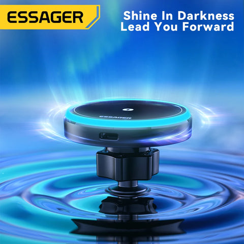 Essager Magnetic Car Phone Holder 15W Wireless Charger Stand For iPhone 15 14 13 Pro Max Car Mount Charger for Magsafe LED Light