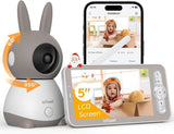 Baby Monitor with 2K HD Resolution, Pan-Tilt-Zoom Video Baby Monitor Camera, 5'' LCD Screen & App Control, Night Vision, Cry and