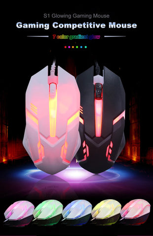 Gaming S1 Sports LED Luminous Backlit Wired Mouse USB Wired For Desktop Laptop Mute Office Computer Gaming Mouse