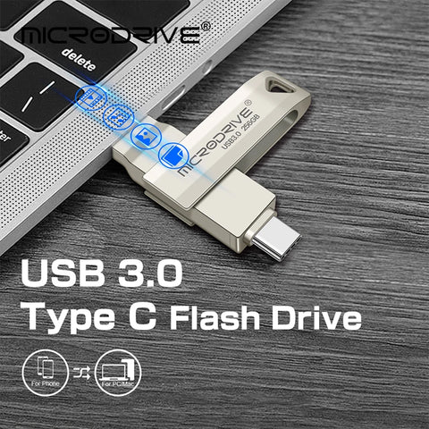 2 in 1 OTG USB-C Flash Pen Drive Metal Memory Stick Usb 3.0 flash Disk 64GB 128GB 256G USB3.0 Dual C Pendrive free shipping