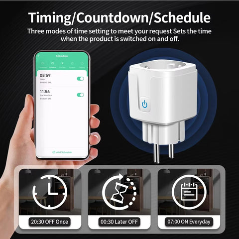 Tuya WiFi/Zigbee Smart Plug 16A/20A EU Smart Socket With Power Monitoring Timing Function Work With Alexa GoogleHome