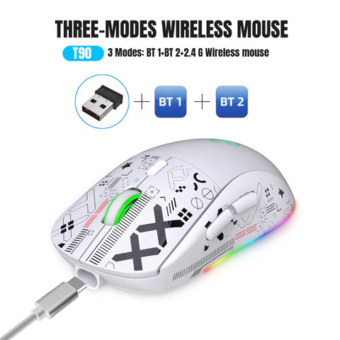 3 Modes Bluetooth Gaming Mouse Rechargeable 2.4G USB Wireless RGB Backlight Mouse for iPad Tablet Laptop Computer