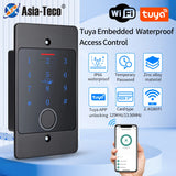 Tuya Wifi Standalone Fingerprint Access Control Keypad Metal Waterproof Backlight Embedded installation Opener Reader+M70 box