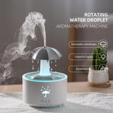 Rotating Umbrella Dynamic Raindrop Humidifier Home Desktop Essential Oil Aromatherapy Machine Seven Colours Light Remote Control