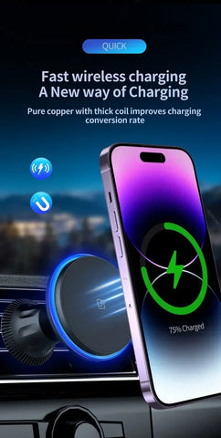 30W Magnetic Car Wireless Charger RGB For iPhone 12 13 14 15 Pro Max Macsafe Car Phone Holder Stand Mount Fast Charging Station