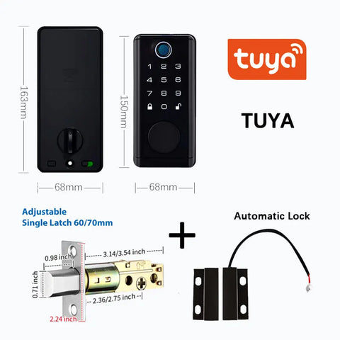 Digital Electronic Door Lock with Smart Fingerprint Password Rfid Card, Tuya Deadbolt Keyless Entry, Digital Biometric Locks