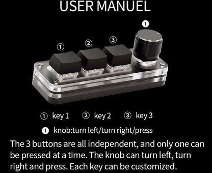 Macropad Macro Mechanical Keyboard RGB Mini Gaming Custom Programming Knob Keypads Red Switch 3 Keys For Photoshop