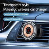 30W Magnetic Car Wireless Charger Phone Holder Stand for iPhone 15 14 13 12 11 Pro Max Car Mount Chargers Fast Charging Station