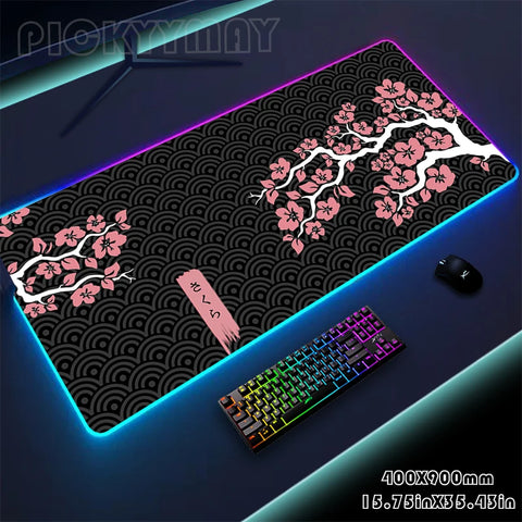 Sakura RGB Mouse Pad Gaming Mousepad LED Mouse Mat Keyboard Mat Anti-slip Best Choice Desk Pad XXL Luminous Desk Rug