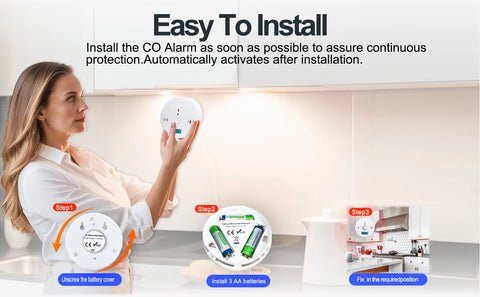 Carbon Monoxide Smoke Detector, CO and Smoke Alarm, Combination CO Alarm,Fire Alarm for Home and Kitchen, 2 in 1