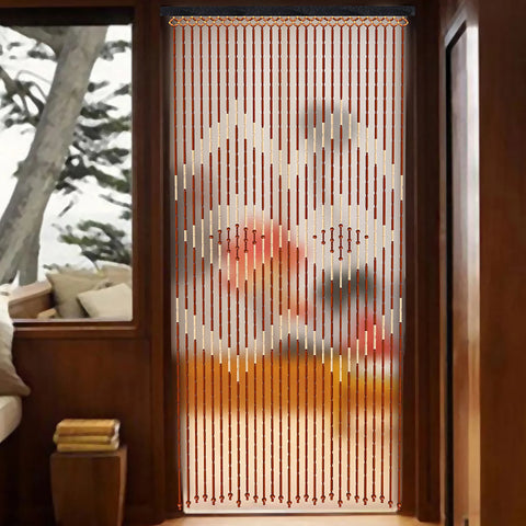 Door Beads Curtain, 27 Lines Bamboo Wood Door Curtain 90x175cm, Wooden Bead Curtain With Jagged Pattern