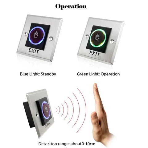 Access Button Door Exit Push Switch No Touch Release Gate Opener Door Access Control System Entry Open Touch