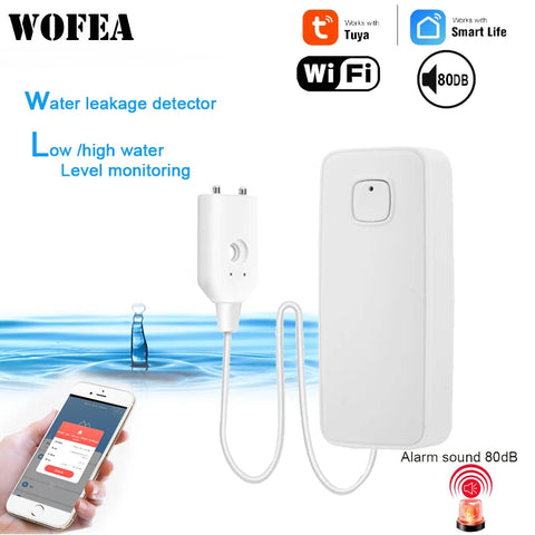 Tuya Smart Flood Leakage Sensor Remote Monitor WiFi Water Overflow Level Detector Water Leak Sensor Security Sound Alarm System