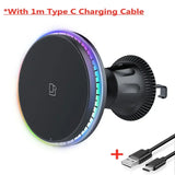 30W Magnetic Car Wireless Charger RGB For iPhone 12 13 14 15 Pro Max Macsafe Car Phone Holder Stand Mount Fast Charging Station