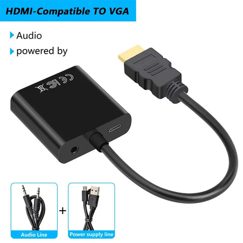 HDMI-compatible To VGA Converter Cable 1080P Full HD HDMI-VGA Conversion Adapter Cable For PC HDTV Projector Tablet Monitor